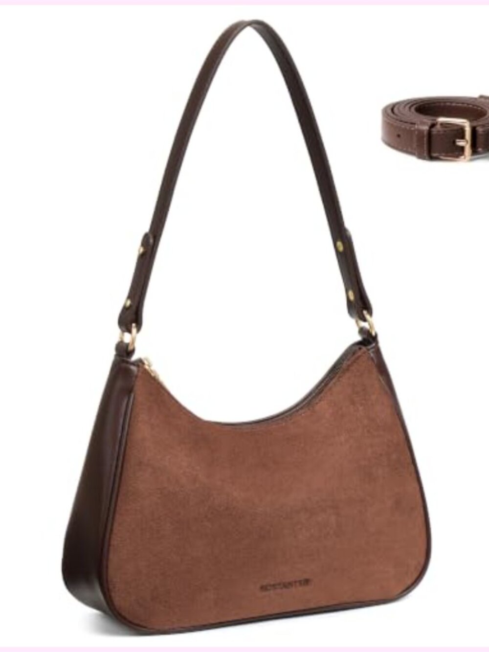 Crescent Shoulder Bag Dual-Texture Vegan Leather Faux Suede Crossbody with